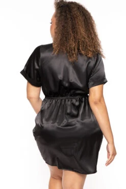 Plus Size Christie Satin Dress - Black -Kitchensuppliesdeal curvy sense dresses plus size christie satin dress black 30370452176993