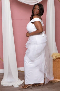 Plus Size Clara Off The Shoulder Tulle Dress - White -Kitchensuppliesdeal curvy sense dresses plus size clara off the shoulder tulle dress white 29586876760161