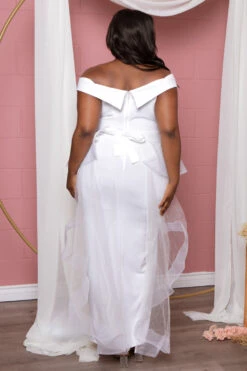 Plus Size Clara Off The Shoulder Tulle Dress - White -Kitchensuppliesdeal curvy sense dresses plus size clara off the shoulder tulle dress white 29592897290337