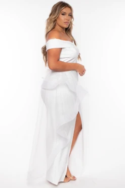 Plus Size Clara Off The Shoulder Tulle Dress - White -Kitchensuppliesdeal curvy sense dresses plus size clara off the shoulder tulle dress white 29705714532449
