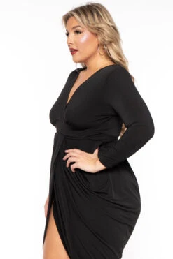 Solid Plus Size Clarissa Asymmetric Drape Dress - Black -Kitchensuppliesdeal curvy sense dresses plus size clarissa asymmetric drape dress black 30601445245025