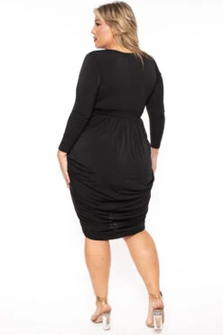 Solid Plus Size Clarissa Asymmetric Drape Dress - Black -Kitchensuppliesdeal curvy sense dresses plus size clarissa asymmetric drape dress black 30601445736545