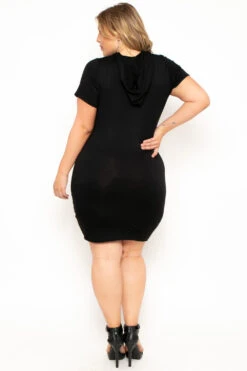 Plus Size Cutout Hoodie Dress - Black -Kitchensuppliesdeal curvy sense dresses plus size cutout hoodie dress black 29707272192097