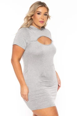 Plus Size Cutout Hoodie Dress - Heather Grey 5 Plus Size Cutout Hoodie Dress - Heather Grey -Kitchensuppliesdeal curvy sense dresses plus size cutout hoodie dress heather grey 30119485440097
