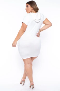 Plus Size Cutout Hoodie Dress - Ivory -Kitchensuppliesdeal curvy sense dresses plus size cutout hoodie dress ivory 29707273142369