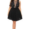 Plus Size Daisy Sparkle Flare Dress- Black -Kitchensuppliesdeal curvy sense dresses plus size daisy sparkle flare dress black 30821980635233