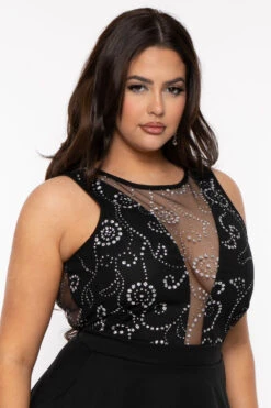 Plus Size Daisy Sparkle Flare Dress- Black -Kitchensuppliesdeal curvy sense dresses plus size daisy sparkle flare dress black 30821981454433