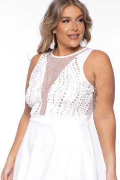 Plus Size Daisy Sparkle Flare Dress- Ivory -Kitchensuppliesdeal curvy sense dresses plus size daisy sparkle flare dress ivory 29439825018977