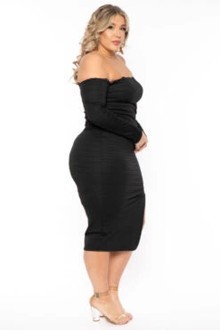 Plus Size Damaris Off The Shoulder Bandage Dress- Black -Kitchensuppliesdeal curvy sense dresses plus size damaris off the shoulder bandage dress black 31249277059169