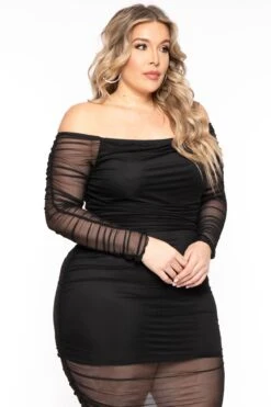 Plus Size Danica Asymmetric Mesh Dress - Black -Kitchensuppliesdeal curvy sense dresses plus size danica asymmetric mesh dress black 31541818228833