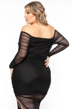 Plus Size Danica Asymmetric Mesh Dress - Black -Kitchensuppliesdeal curvy sense dresses plus size danica asymmetric mesh dress black 31541819736161