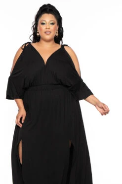 Plus Size Danielle Knit Maxi Dress - Black -Kitchensuppliesdeal curvy sense dresses plus size danielle knit maxi dress black 30053423186017