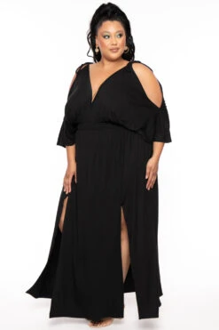 Plus Size Danielle Knit Maxi Dress - Black -Kitchensuppliesdeal curvy sense dresses plus size danielle knit maxi dress black 30053423284321