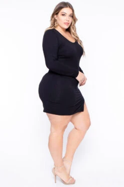 Plus Size Denelle Mini Dress - Black -Kitchensuppliesdeal curvy sense dresses plus size denelle mini dress black 29707446124641