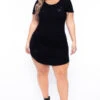 Plus Size Destroyed Tee Dress - Black -Kitchensuppliesdeal curvy sense dresses plus size destroyed tee dress black 29707550064737