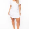 Plus Size Destroyed Tee Dress - White 2 Plus Size Destroyed Tee Dress - White -Kitchensuppliesdeal curvy sense dresses plus size destroyed tee dress white 29703833616481