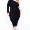 Plus Size Ebony One Shoulder Dress - Black 2 Plus Size Ebony One Shoulder Dress - Black -Kitchensuppliesdeal curvy sense dresses plus size ebony one shoulder dress black 29708355862625