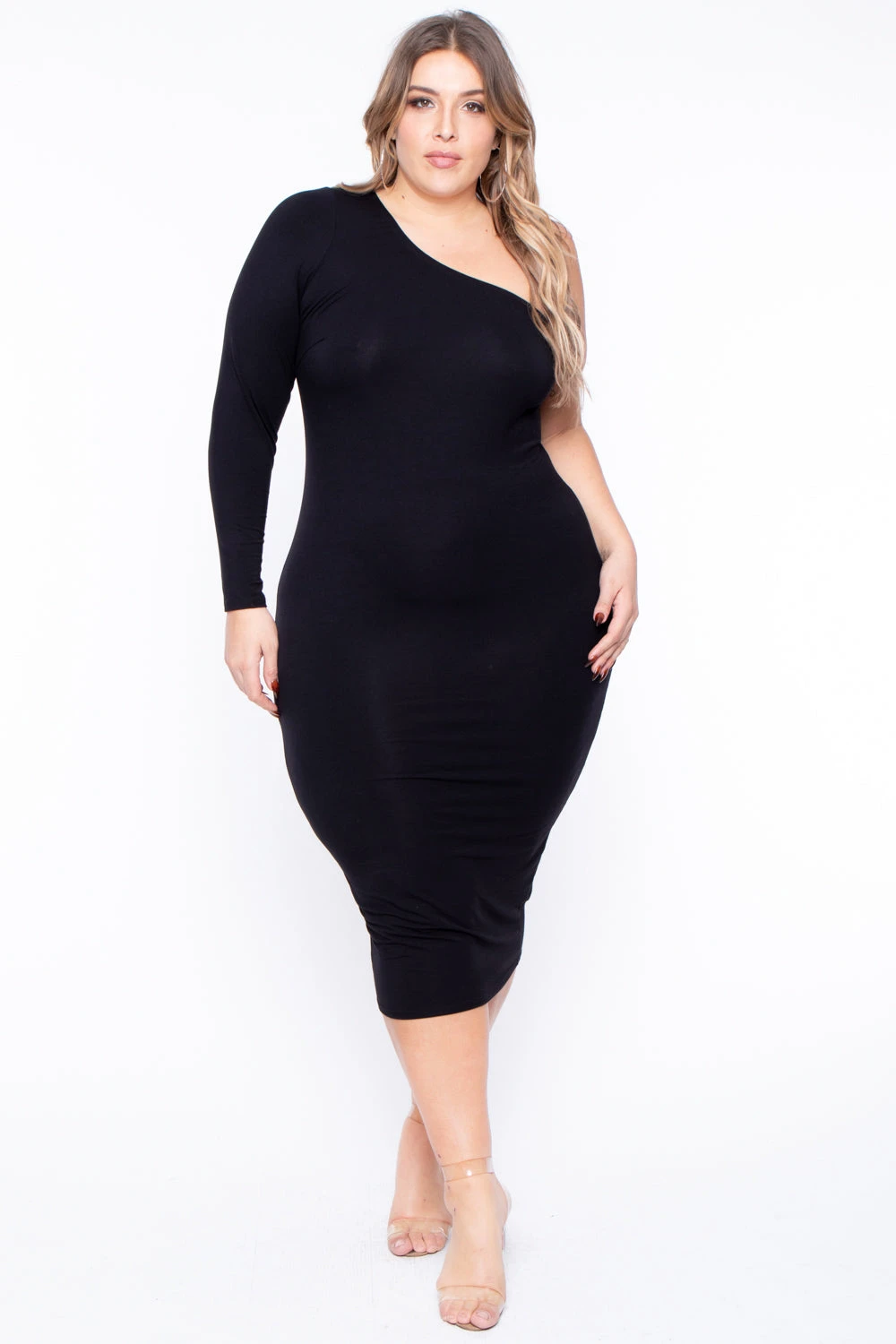 Plus Size Ebony One Shoulder Dress - Black Plus Size Ebony One Shoulder Dress - Black -Kitchensuppliesdeal curvy sense dresses plus size ebony one shoulder dress black 29708355862625