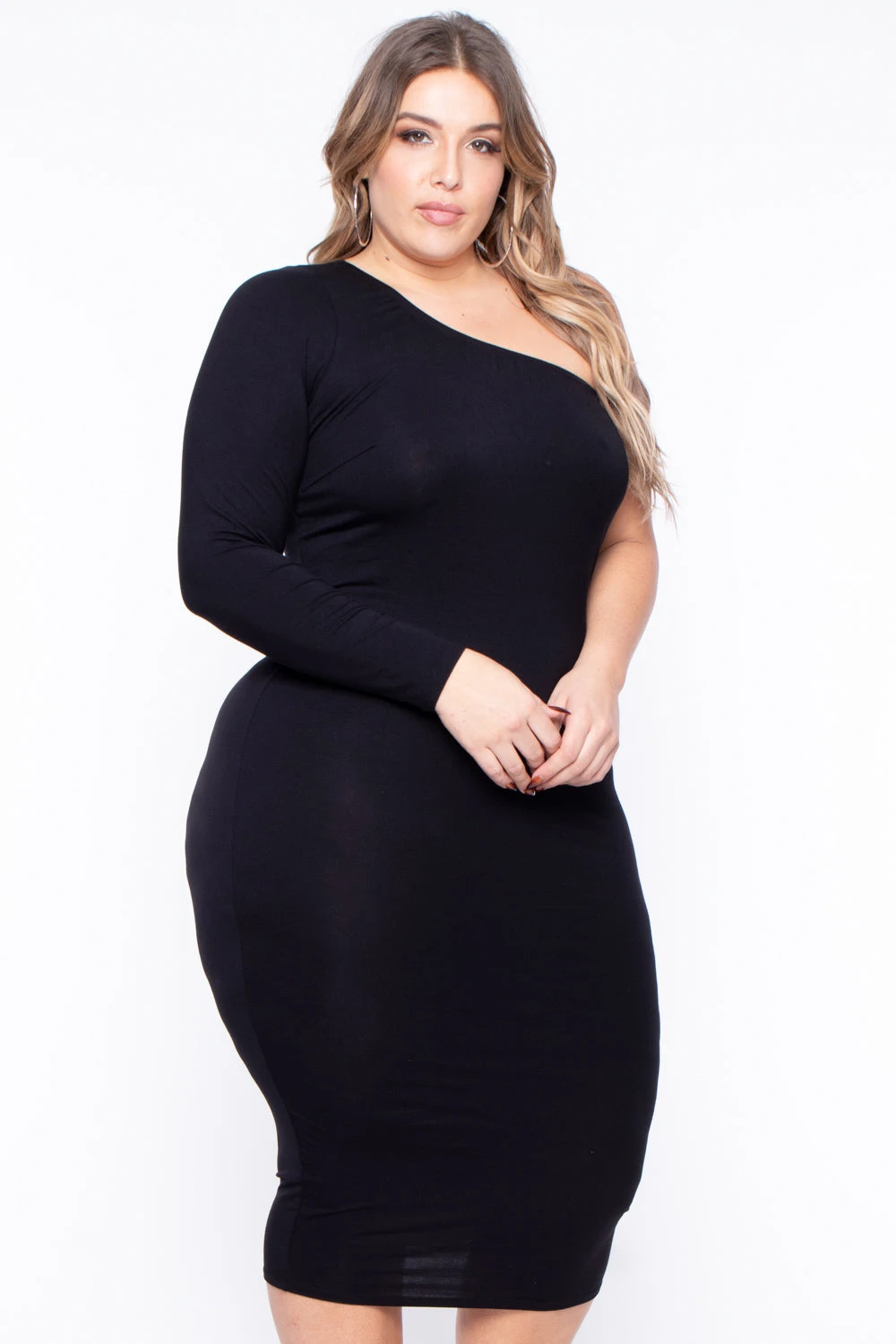 Plus Size Ebony One Shoulder Dress - Black Plus Size Ebony One Shoulder Dress - Black -Kitchensuppliesdeal curvy sense dresses plus size ebony one shoulder dress black 29708356092001