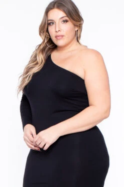 Plus Size Ebony One Shoulder Dress - Black 5 Plus Size Ebony One Shoulder Dress - Black -Kitchensuppliesdeal curvy sense dresses plus size ebony one shoulder dress black 29708356354145