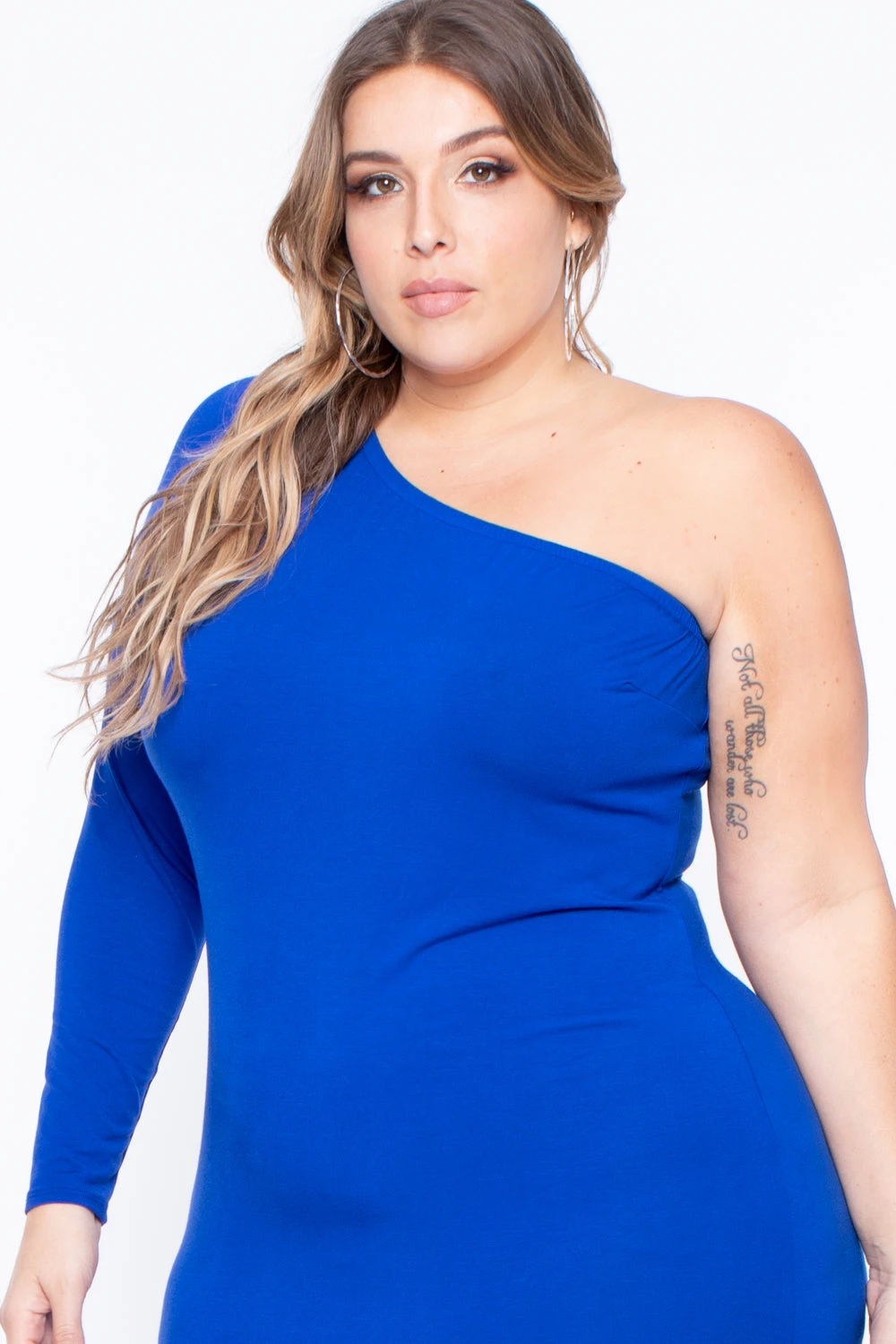 Plus Size Ebony One Shoulder Dress - Royal Blue Plus Size Ebony One Shoulder Dress - Royal Blue -Kitchensuppliesdeal curvy sense dresses plus size ebony one shoulder dress royal blue 29708365824097