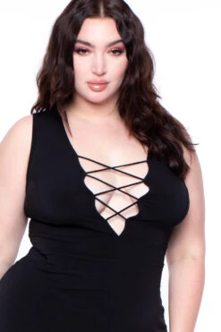 Plus Size Eden Caged Dress - Black -Kitchensuppliesdeal curvy sense dresses plus size eden caged dress black 29708376670305