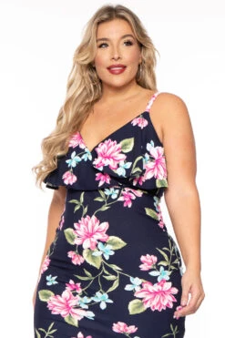 Plus Size Eden Floral Dress- Navy -Kitchensuppliesdeal curvy sense dresses plus size eden floral dress navy 31181663076449
