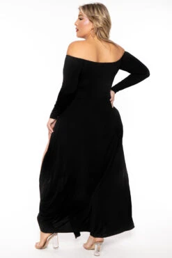 Plus Size Eliana M- Slit Dress- Black -Kitchensuppliesdeal curvy sense dresses plus size eliana m slit dress black 30453457027169