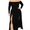 Plus Size Eliana M- Slit Dress- Black 1 Plus Size Eliana M- Slit Dress- Black -Kitchensuppliesdeal curvy sense dresses plus size eliana m slit dress black 30453472788577