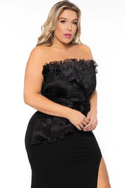 Plus Size Eliora Ruffled Dress- Black -Kitchensuppliesdeal curvy sense dresses plus size eliora ruffled dress black 30549091057761
