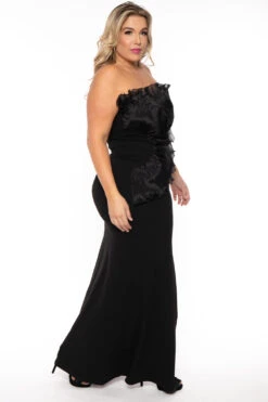 Plus Size Eliora Ruffled Dress- Black -Kitchensuppliesdeal curvy sense dresses plus size eliora ruffled dress black 30549091254369