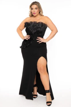 Plus Size Eliora Ruffled Dress- Black -Kitchensuppliesdeal curvy sense dresses plus size eliora ruffled dress black 30549091778657