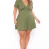Plus Size Ellie Flare Dress - Olive -Kitchensuppliesdeal curvy sense dresses plus size ellie flare dress olive 29448700035169