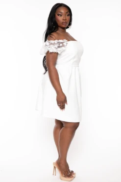 Plus Size Elvina Flora Puff Sleeve Dress - White 5 Plus Size Elvina Flora Puff Sleeve Dress - White -Kitchensuppliesdeal curvy sense dresses plus size elvina flora puff sleeve dress white 32335860891745