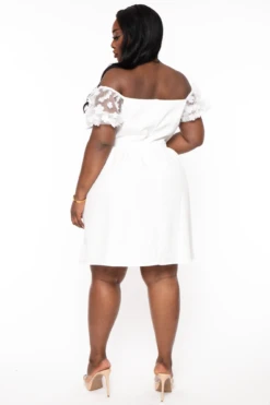 Plus Size Elvina Flora Puff Sleeve Dress - White 7 Plus Size Elvina Flora Puff Sleeve Dress - White -Kitchensuppliesdeal curvy sense dresses plus size elvina flora puff sleeve dress white 32335860924513