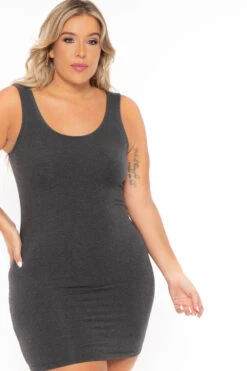 Plus Size Essential Tank Bodycon Dress- Charcoal -Kitchensuppliesdeal curvy sense dresses plus size essential tank bodycon dress charcoal 30158388691041