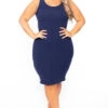Plus Size Essential Tank Midi Dress - Navy -Kitchensuppliesdeal curvy sense dresses plus size essential tank midi dress navy 29708609093729