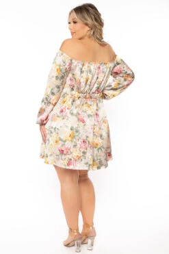 Plus Size Evianna Floral Satin Dress - Gold -Kitchensuppliesdeal curvy sense dresses plus size evianna floral satin dress gold 31096400150625