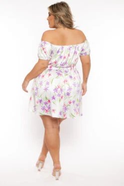 Plus Size Evianna Printed Satin Dress - White -Kitchensuppliesdeal curvy sense dresses plus size evianna printed satin dress white 31918282244193