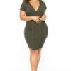 Plus Size Evie Front Drape Dress - Olive 1 Plus Size Evie Front Drape Dress - Olive -Kitchensuppliesdeal curvy sense dresses plus size evie front drape dress olive 30323962708065