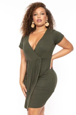 Plus Size Evie Front Drape Dress - Olive 4 Plus Size Evie Front Drape Dress - Olive -Kitchensuppliesdeal curvy sense dresses plus size evie front drape dress olive 30323965198433