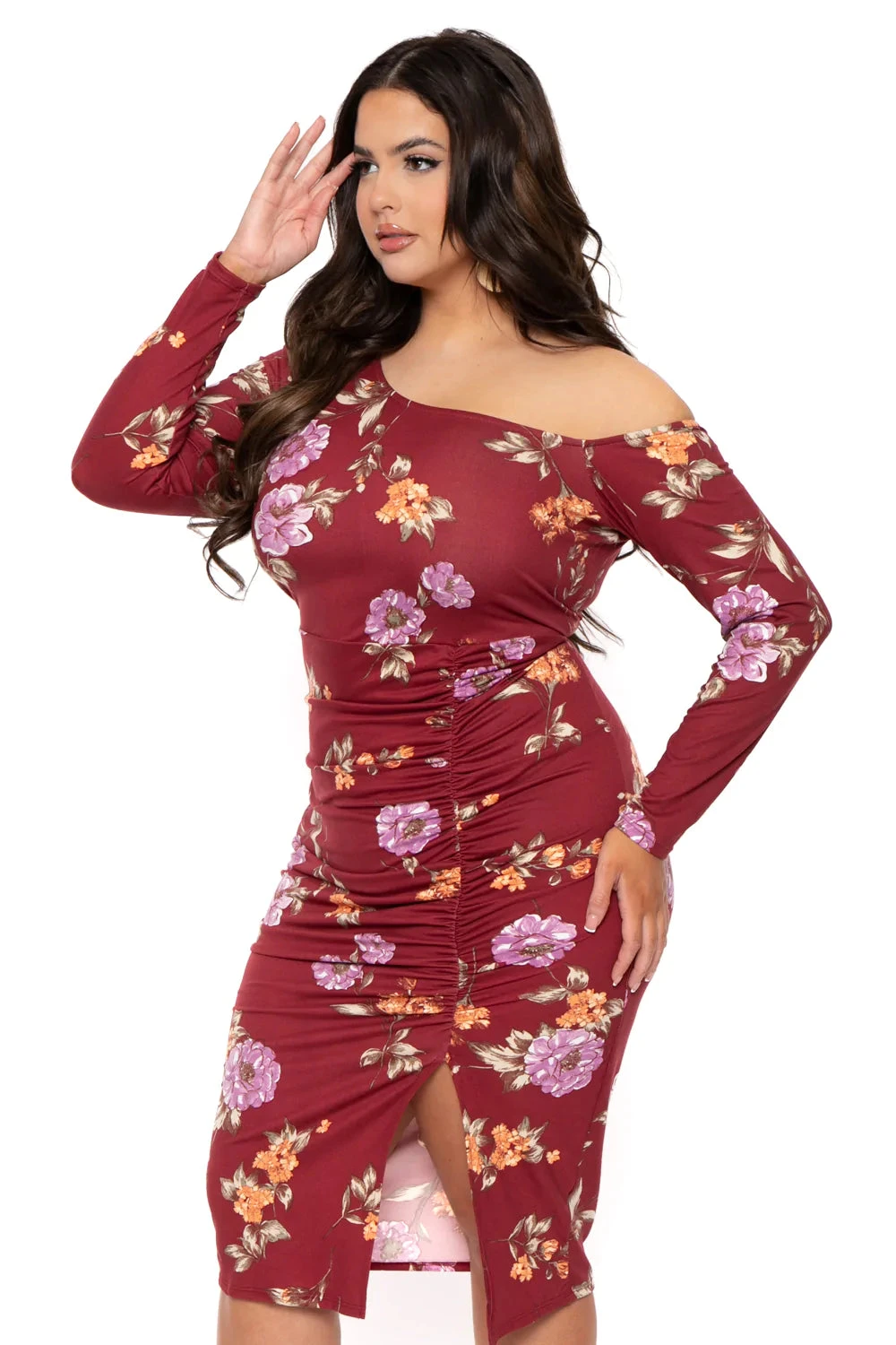 Plus Size Floral Nadia One Shoulder Dress- Burgundy Plus Size Floral Nadia One Shoulder Dress- Burgundy -Kitchensuppliesdeal curvy sense dresses plus size floral nadia one shoulder dress burgundy 31041298825313