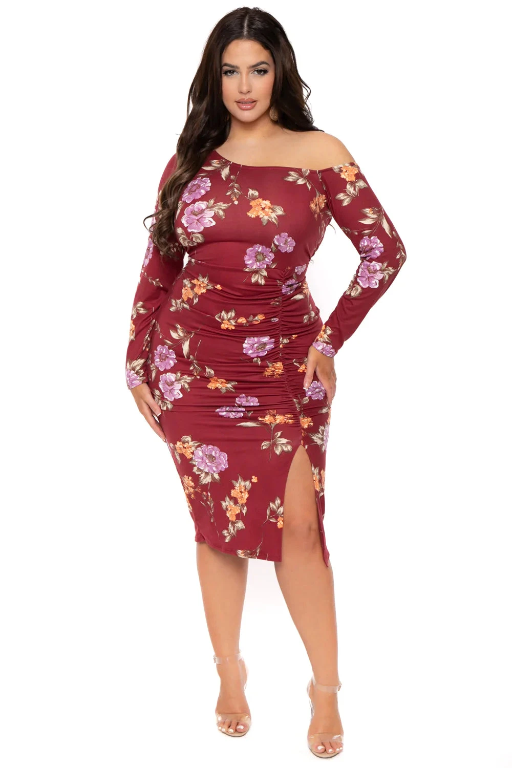 Plus Size Floral Nadia One Shoulder Dress- Burgundy Plus Size Floral Nadia One Shoulder Dress- Burgundy -Kitchensuppliesdeal curvy sense dresses plus size floral nadia one shoulder dress burgundy 31041298989153