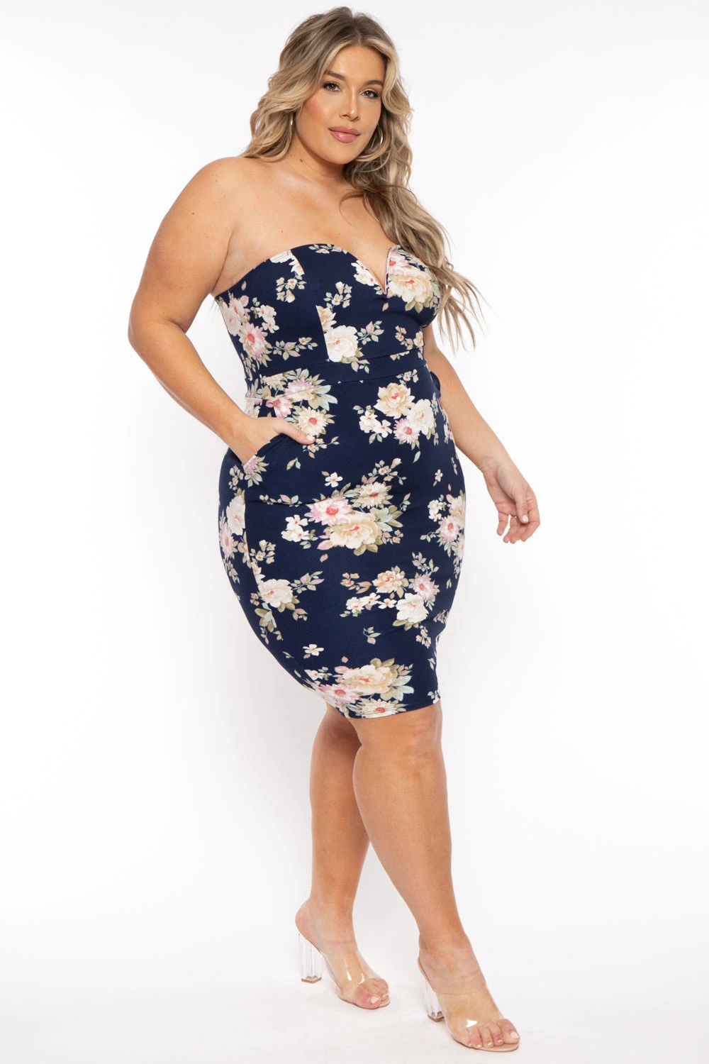 Plus Size Floral Print Bodycon Dress - Navy Plus Size Floral Print Bodycon Dress - Navy -Kitchensuppliesdeal curvy sense dresses plus size floral print bodycon dress navy 31726904541281