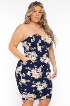 Plus Size Floral Print Bodycon Dress - Navy 3 Plus Size Floral Print Bodycon Dress - Navy -Kitchensuppliesdeal curvy sense dresses plus size floral print bodycon dress navy 31726904606817