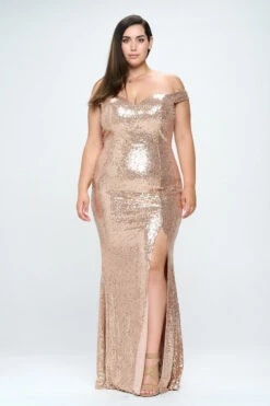 Plus Size Gally Sequins Mermaid Gown - Gold -Kitchensuppliesdeal curvy sense dresses plus size gally sequins mermaid gown gold 31566847836257