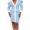 Plus Size Georgina Puff Sleeve Dress - Light Blue 1 Plus Size Georgina Puff Sleeve Dress - Light Blue -Kitchensuppliesdeal curvy sense dresses plus size georgina puff sleeve dress light blue 31918736277601