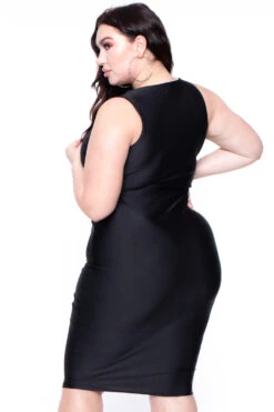 Plus Size Gigi Metallic Emblem Dress - Black -Kitchensuppliesdeal curvy sense dresses plus size gigi metallic emblem dress black 29590494249057