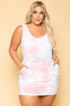 Plus Size Gillian Tie Dye Mini Dress - Mauve -Kitchensuppliesdeal curvy sense dresses plus size gillian tie dye mini dress mauve 29888392757345