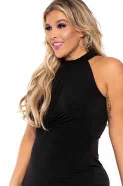 Plus Size Halter Knotted Dress - Black 6 Plus Size Halter Knotted Dress - Black -Kitchensuppliesdeal curvy sense dresses plus size halter knotted dress black 30232752488545
